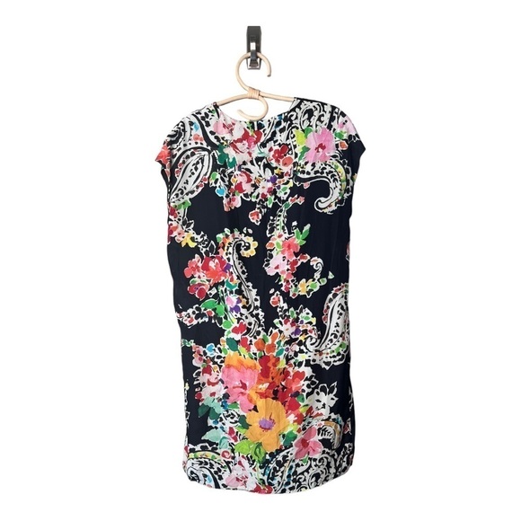 Ralph Lauren LRL Black Floral Inverted‎ Pleat VNeckline Knee Length Shift Dress - Picture 2 of 14